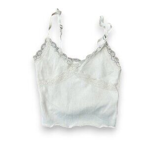 H&M White Ribbed Crop Camisole